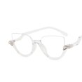 thumbnail image 3 of Gafas de lectura tipo ojo de gato de medio marco para mujer, gafas graduadas con luz azul, lupa óptica para miopía, 3 of 5