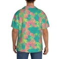 thumbnail image 5 of Xecao offers the Colorful Palm Leaves for Men's Casual Short-sleeved Shirt, a button-up collared shirt with a pocket, perfect for beach vacations and yacht travel in the 3X-Large size., 5 of 7