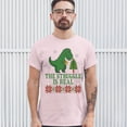 thumbnail image 3 of Tee Hunt The Struggle is Real T-Shirt Funny T-Rex Ugly Sweater Christmas Men's Tee, Light Pink, Large, 3 of 5