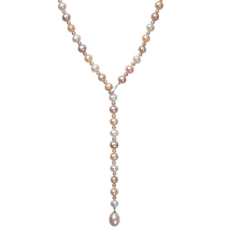 3-9.5mm Natural Multi-Colored Cultured Freshwater Pearl Y-Shaped Lariat Necklace, 21