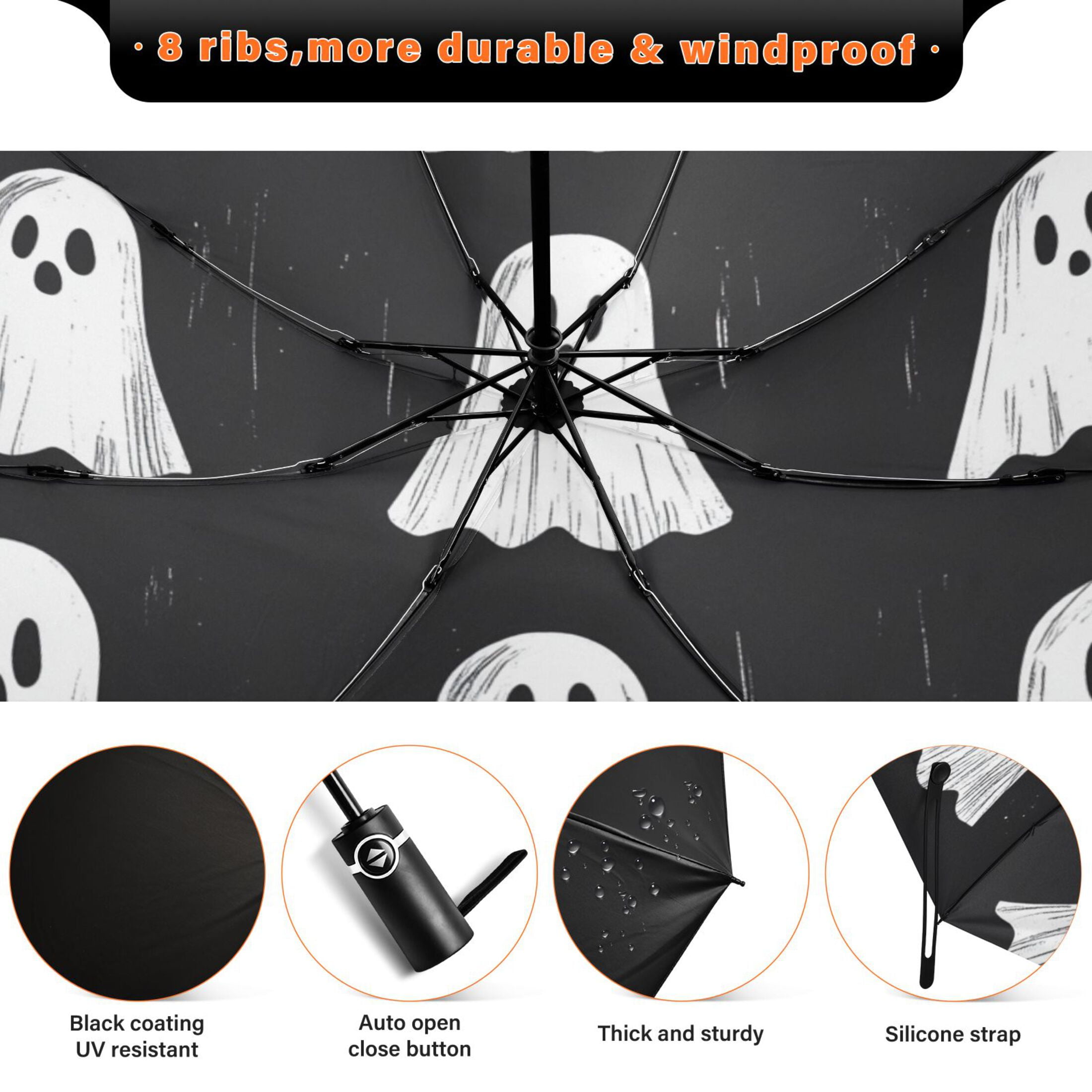 Nine Ghosts Extra Large Automatic Umbrella, UV Protection, Waterproof, Auto Open and Close
