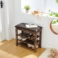 thumbnail image 2 of A height-adjustable shoe-changing bench made of high-quality wood, equipped with a comfortable seat and concealed storage space, featuring charcoal, 2 of 9