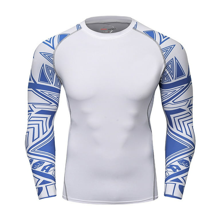 Inhzoy Men's Quick-Dry UPF 50+ UV Sun Protection Long Sleeve Rash Guard Compression Shirts Top, Size: Large