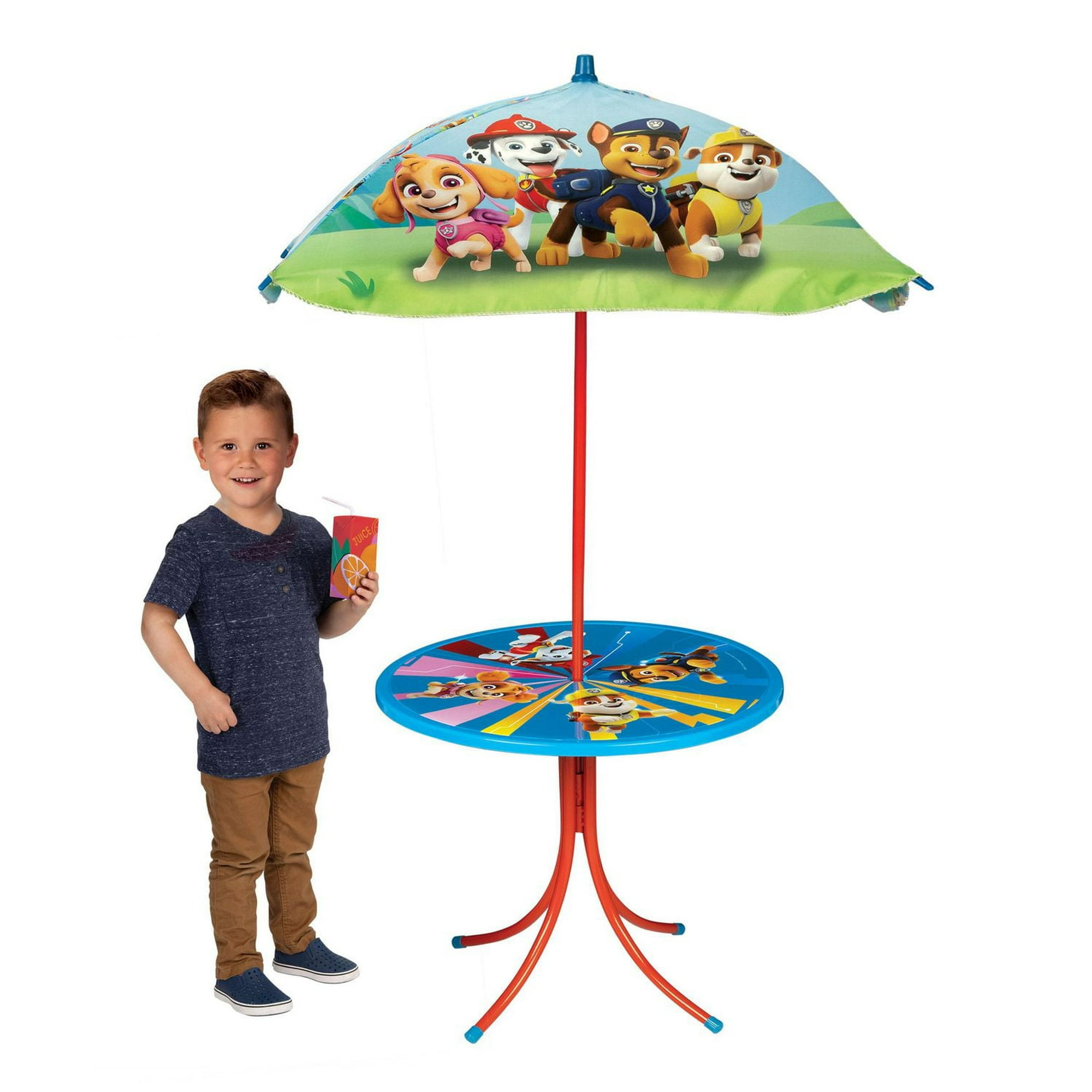 Paw Patrol Childrens Table And Chairs With Umbrella Patio Set Paw