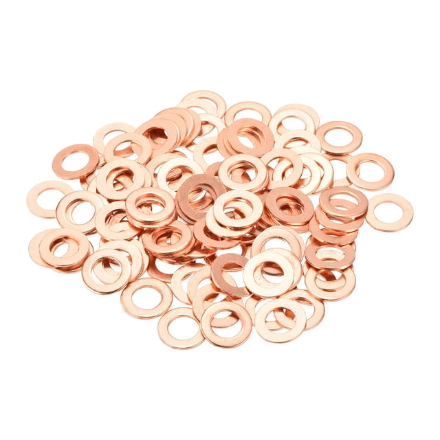 Uxcell Flat Copper Washers Copper Flat Sealing Ring Copper 102 pack 8x14x1mm