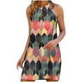thumbnail image 2 of PENGXIANG Femmes Casual Mode Été Grande Taille Robe en Métal Suspendu Cou Imprimé Robes de Plage Sans Manches pour les Femmes 2022, 2 of 5
