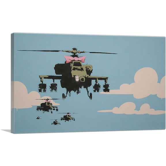 ARTCANVAS Happy Choppers Canvas Art Print by Banksy - Size: 26" x 18" (0.75" Deep)