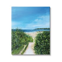 Stupell Industries Sandy Beach Path Scene Nature Painting Gallery Wrapped Canvas Print Wall Art, 24 x 30