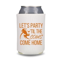 Fall Wedding Can Coolers, Let's Party 'Til The Cows Come Home, Wedding Party Gift and Souvenir, Couple Beer Hugger (White)