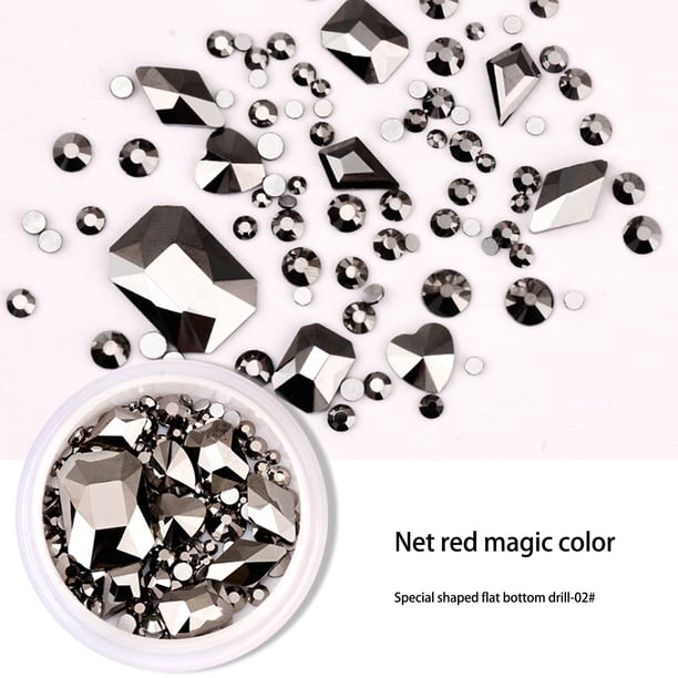 Uñas postizas a presión, regalos para mujeres, joyería para uñas, diamantes grandes, gota de agua, diamantes de imitación de fondo plano, conjunto mixto, caja, crema hidratante