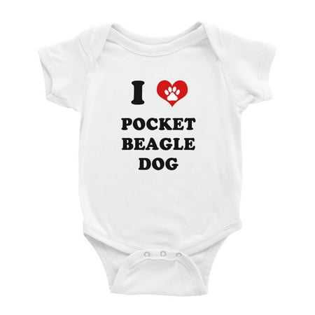 

I Heart Pocket Beagle Dog Funny Baby Romper (White 12-18 Months)