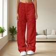 thumbnail image 2 of Knitted Pants, Comdrip Women's Fashionable Casual Plush High Waist Warm Casual Trousers Sweater Pants for Women Red S, 2 of 6