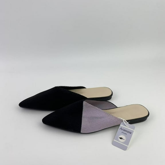 Aranusa Shoes,Knit Mules for Women Flats Pointed Toe Mesh Ballet Flat Womens Slip On Slides Walking Shoes 7.5