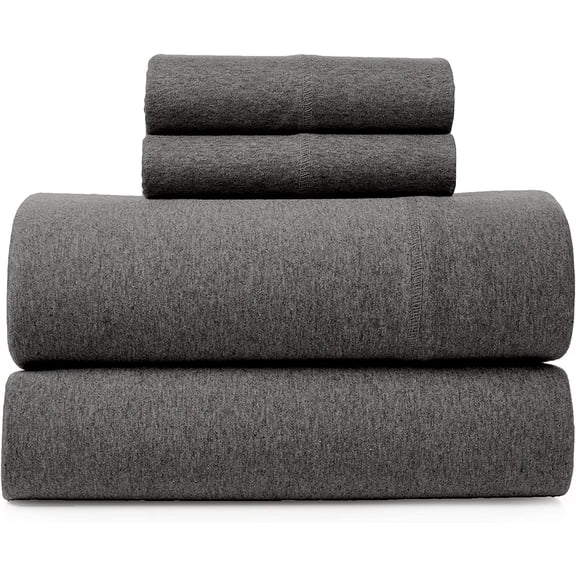 Road Trip America Jersey Twin Sheets Set - Cotton Blend (3 Pieces) Deep Pockets Soft Cozy Knit Stretchy Twin Sheets - Hotel and Residential Quality (Dark Heathered Grey, Twin)