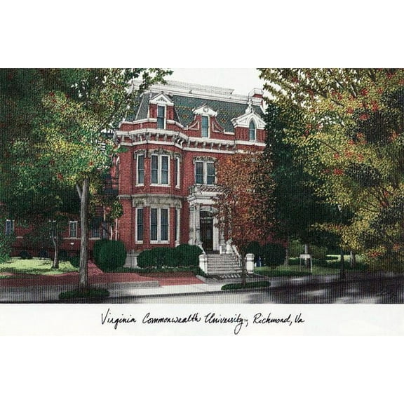 Virginia Commonwealth University 14w x 11h Manhattan Black Single Mat Gold Embossed Diploma Frame with Bonus Campus Images Lithograph (value savings at $59)