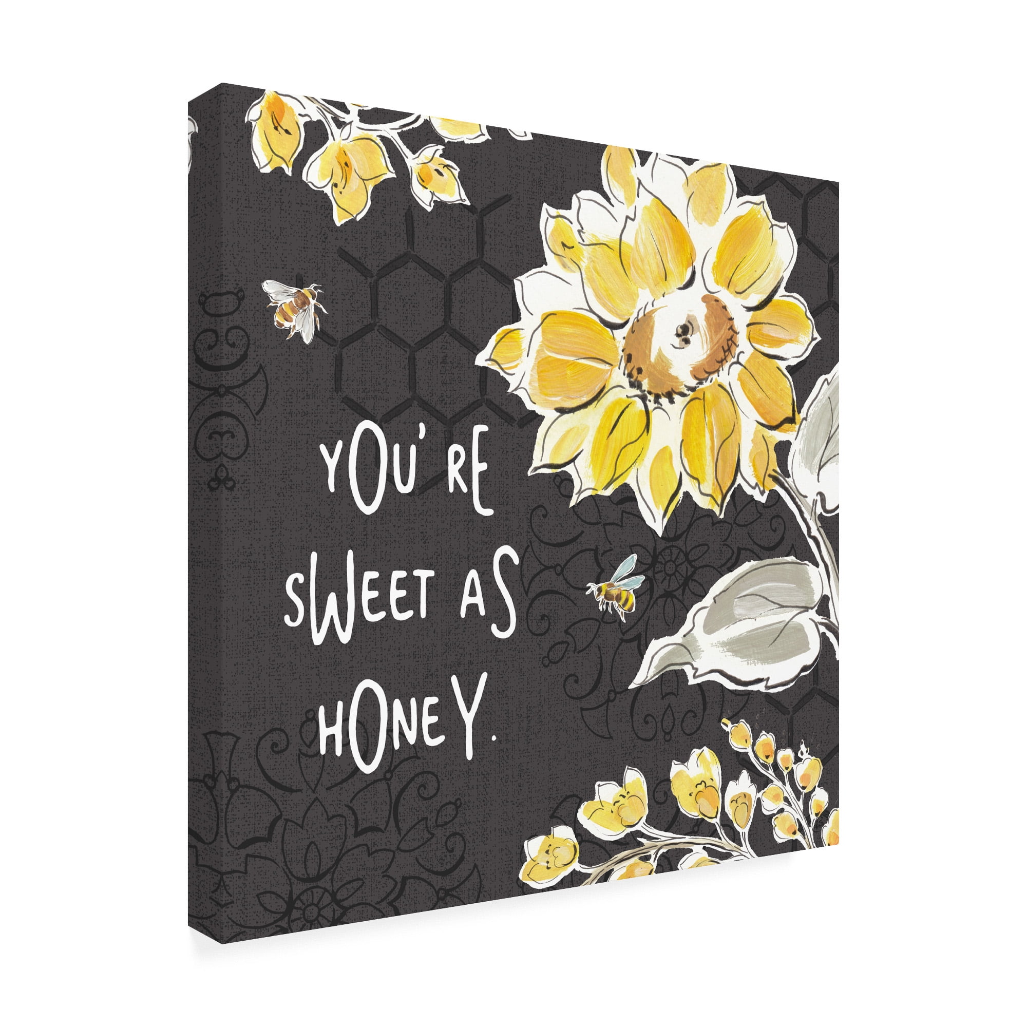 Trademark Fine Art Floral Canvas Art ' Bee Happy III Black ' by Daphne Brissonnet