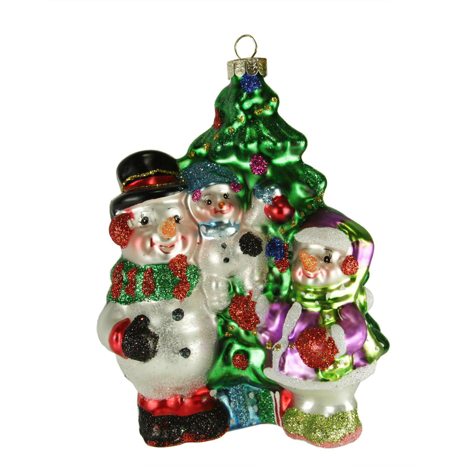 All Is Brite Christmas Hand Painted Glass Ornaments Snowman Vintage Design