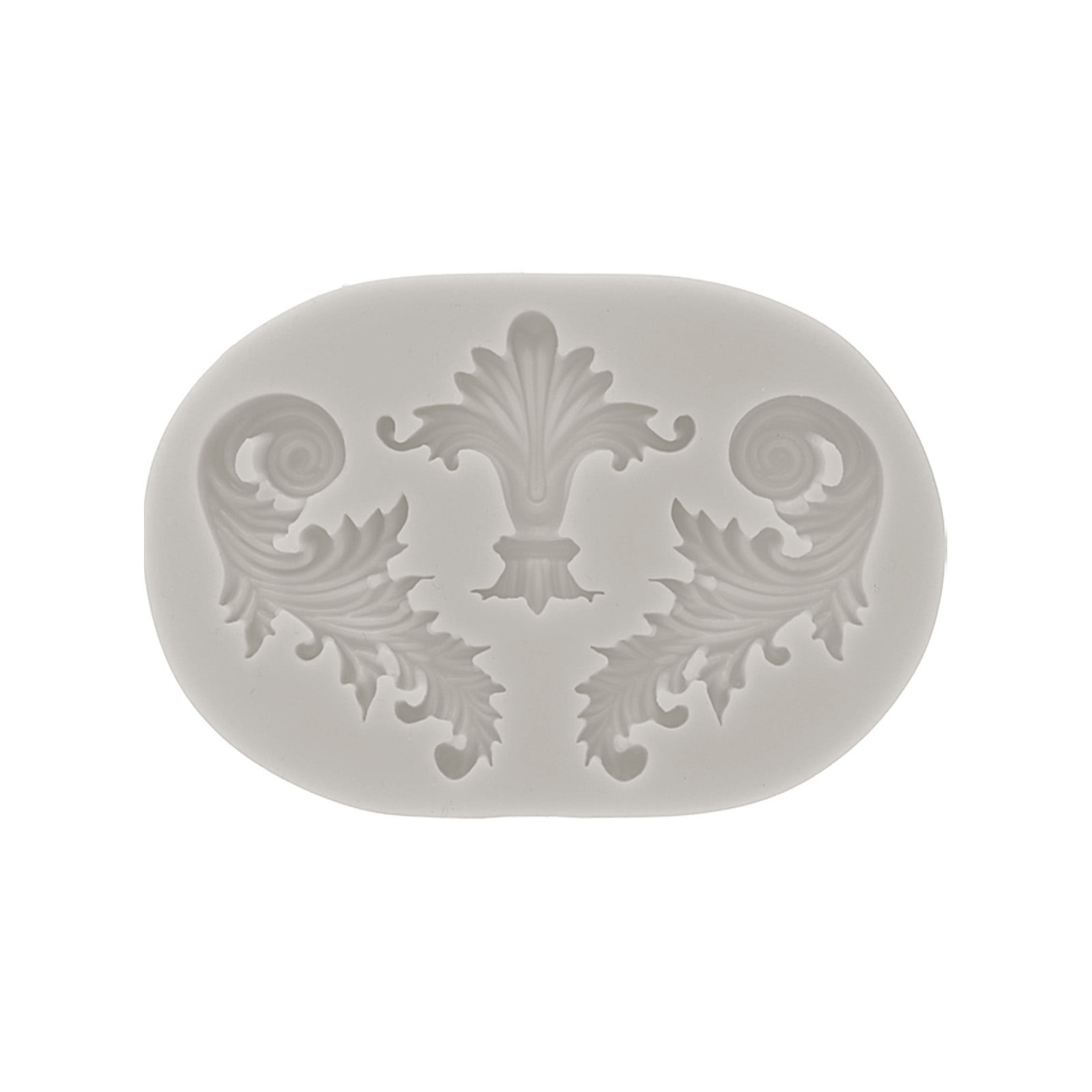 Uxcell 5 Pcs Polymer Clay Mold, Clay Mold Fondant Mold 3D Baroque Lod-Mold Silicone for Crafts Air Dry DIY Cake Grey