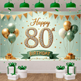 thumbnail image 5 of Golden Green 80th Birthday Banner Glittery Numbers Display Balloon Decor Star Pattern 80th Celebration Backdrop for 80th Birthday Party Elderly Celebration Indoor Decoration, 5 of 9