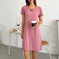 thumbnail image 5 of BLVB Women Soft Nightgown Sleepwear Short Sleeve Nightdress V-Neck Sleeping Nightshirts Ladies Pajama Dress Loungewear, 5 of 5