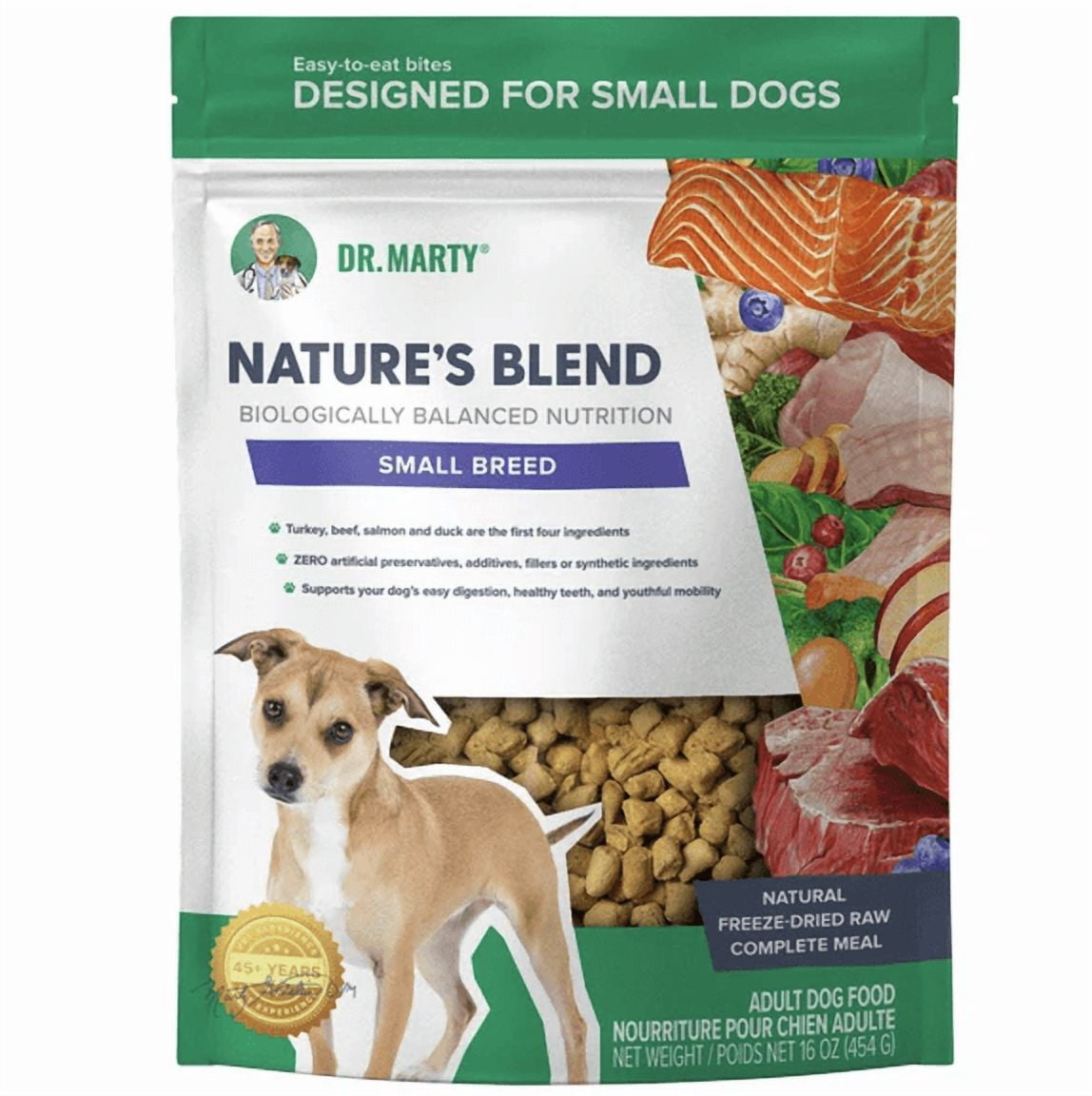 Dr. Marty Nature's Blend Adult Small Breed Freeze-Dried Raw Dog Food 48 oz (3 Bags x 16 oz)