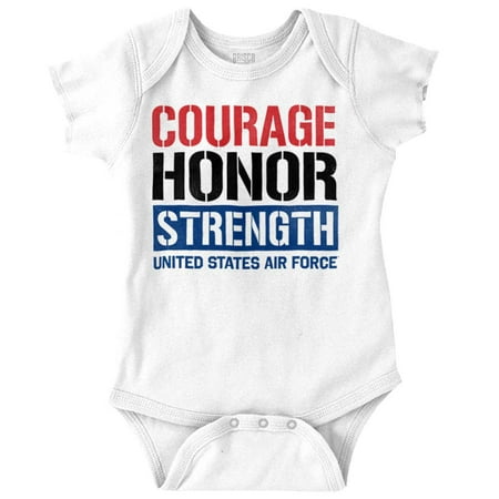 

US Air Force Courage Honor Strength Romper Boys or Girls Infant Baby Brisco Brands 24M
