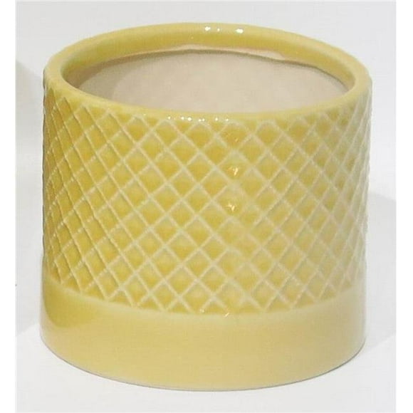 Yellow Criss Cross Pattern Planter