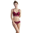 thumbnail image 4 of Sonducket Conjunto de ropa interior para mujer, conjuntos de sujetador y bragas, lazo clásico, sujetador cómodo, lencería ajustable Ropa interior Rojo 70C, 4 of 6