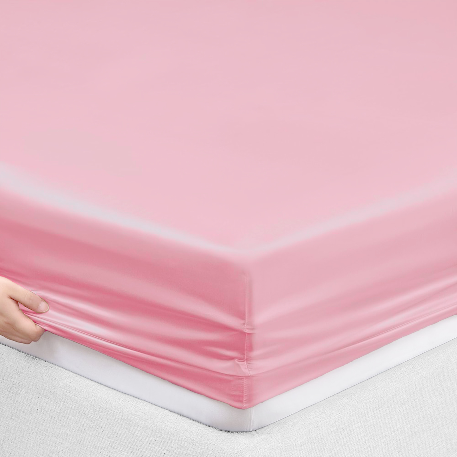 TURKIO Satin Sheets Queen Silk Sheets Pink Bed Sheet Set,4 Pieces 1800 Microfiber 2 Pillowcase 20"x30"