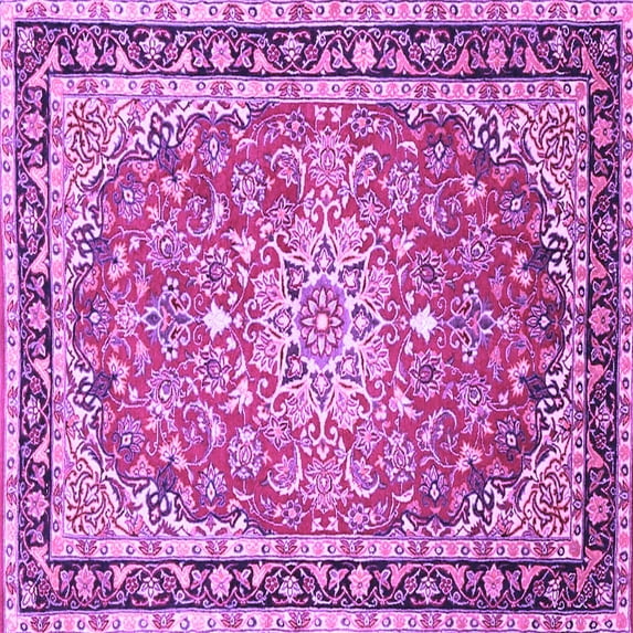 Ahgly Company Indoor Square Oriental Purple Traditional Area Rugs, 7' Square