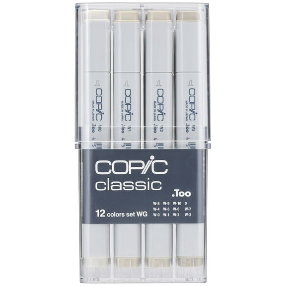Copic Classic Marker Set, 12-Piece Warm Gray Set, V2
