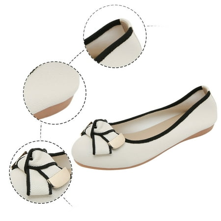 XDDST Flat Shoes for Women Flat Ladies Large Size Single Shoes Simple Pure Colour Bowknot Rhinestone Low Heel Flat Bottom Single Shoes Loafers