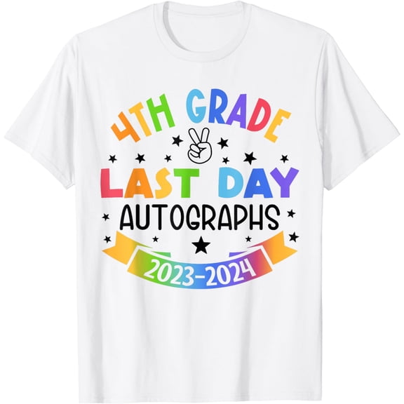 2024 Last Day of School Autograph 4th Grade Graduation Party T-Shirt