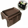 thumbnail image 2 of LAMIRO Sofa Armrest Organizer with 4 Pockets and Cup Holder Tray Couch Armchair Hanging Storage Bag for TV Cellphone Magazine Drinks Snacks (Coffee), 2 of 4
