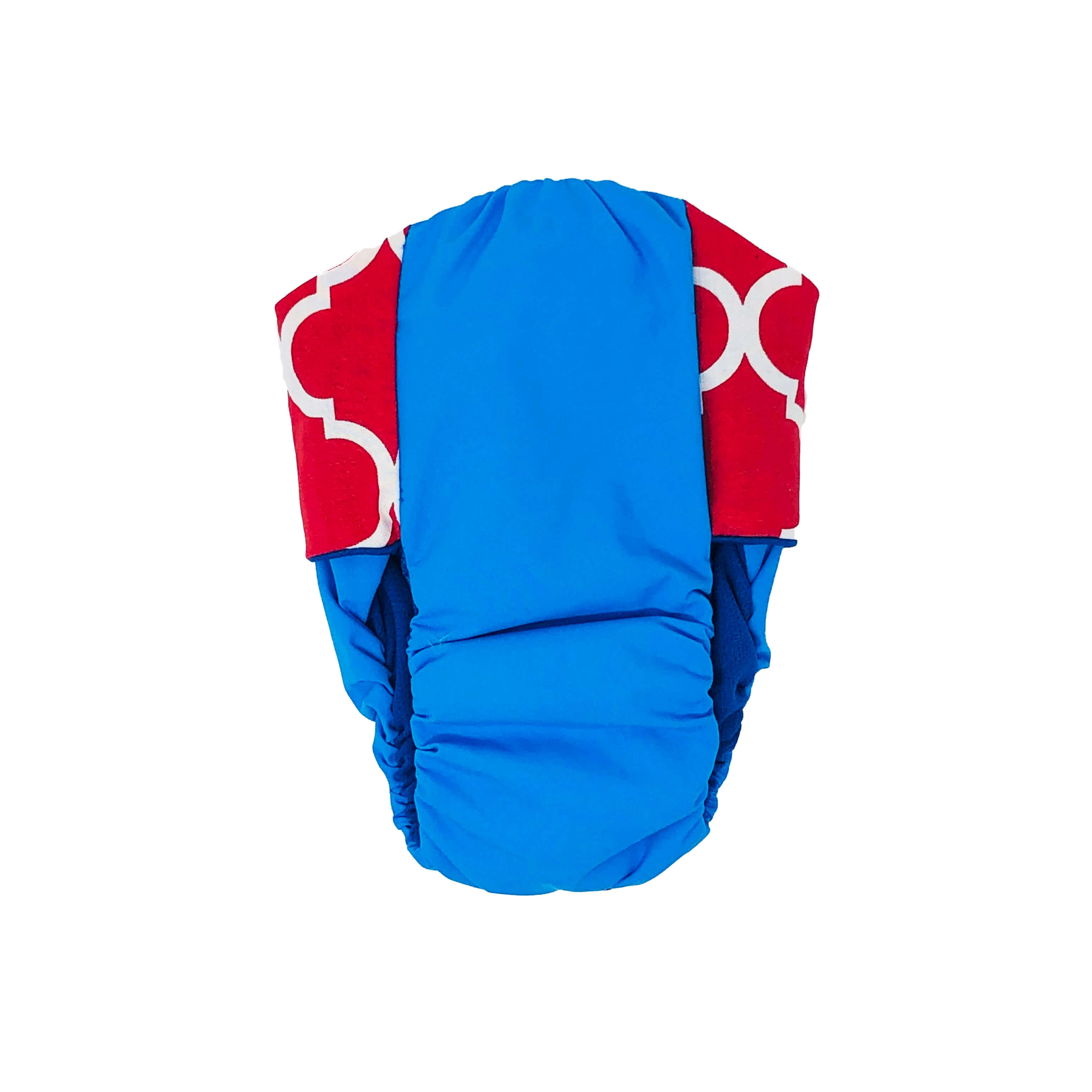 Barkertime Red Quatrefoil on Aqua Blue Dog Diaper