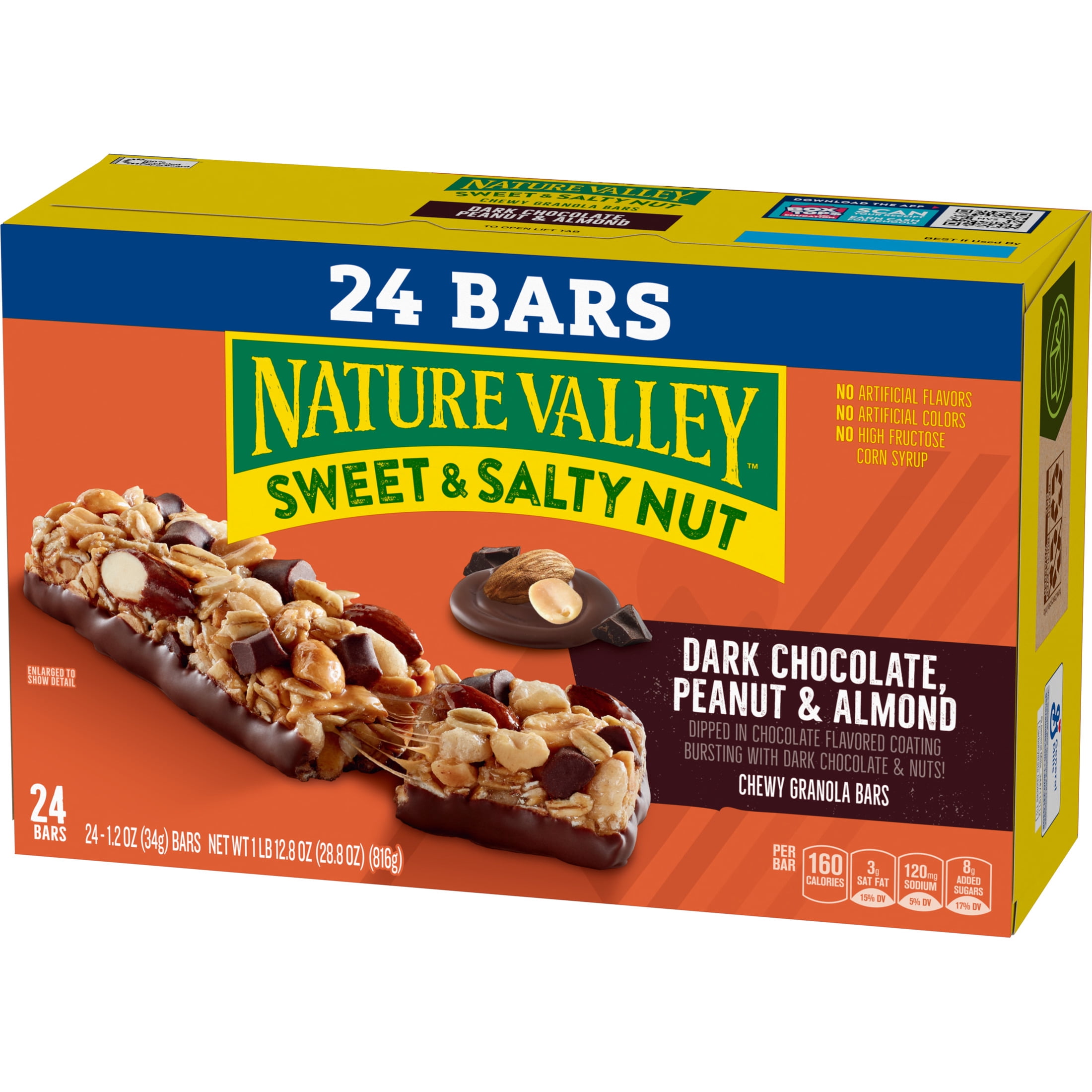 (4 pack) Nature Valley Sweet and Salty Nut Bars, Dark Chocolate Peanut Almond, 24 Bars, 28.8 oz