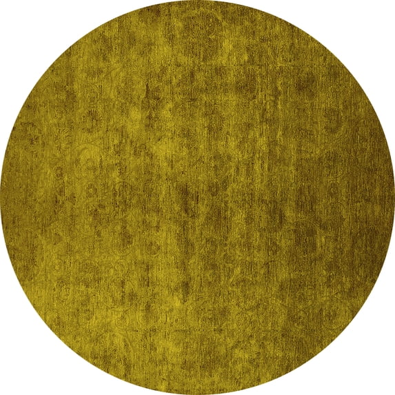 Ahgly Company Indoor Round Persian Yellow Bohemian Area Rugs, 3' Round