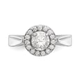 thumbnail image 4 of Solid 14K White Gold Round Diamond Side-Stones with CZ Cubic Zirconia Center Stone Halo Engagement Ring Size 7, 4 of 8