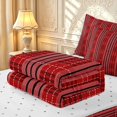 thumbnail image 6 of Manfei Red Black Geometric Check Zipper Full Size Comforter Sets with Fitted Sheet and 2 Pillowcases,Classic Plaid Zipper Bedding Set,Reversible,4pcs, 6 of 8