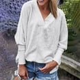 thumbnail image 2 of FRSASU Shirts for Women V Neck Long Sleeve Lightweight Sweatshirts Solid Color Casual Pullover Tops White, 2 of 9