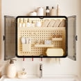 thumbnail image 4 of Yellow Wall Mounted Bathroom Storage Cabinet With Double Door Design And Pegboard For Vanity And Shower Area Organization, 4 of 7