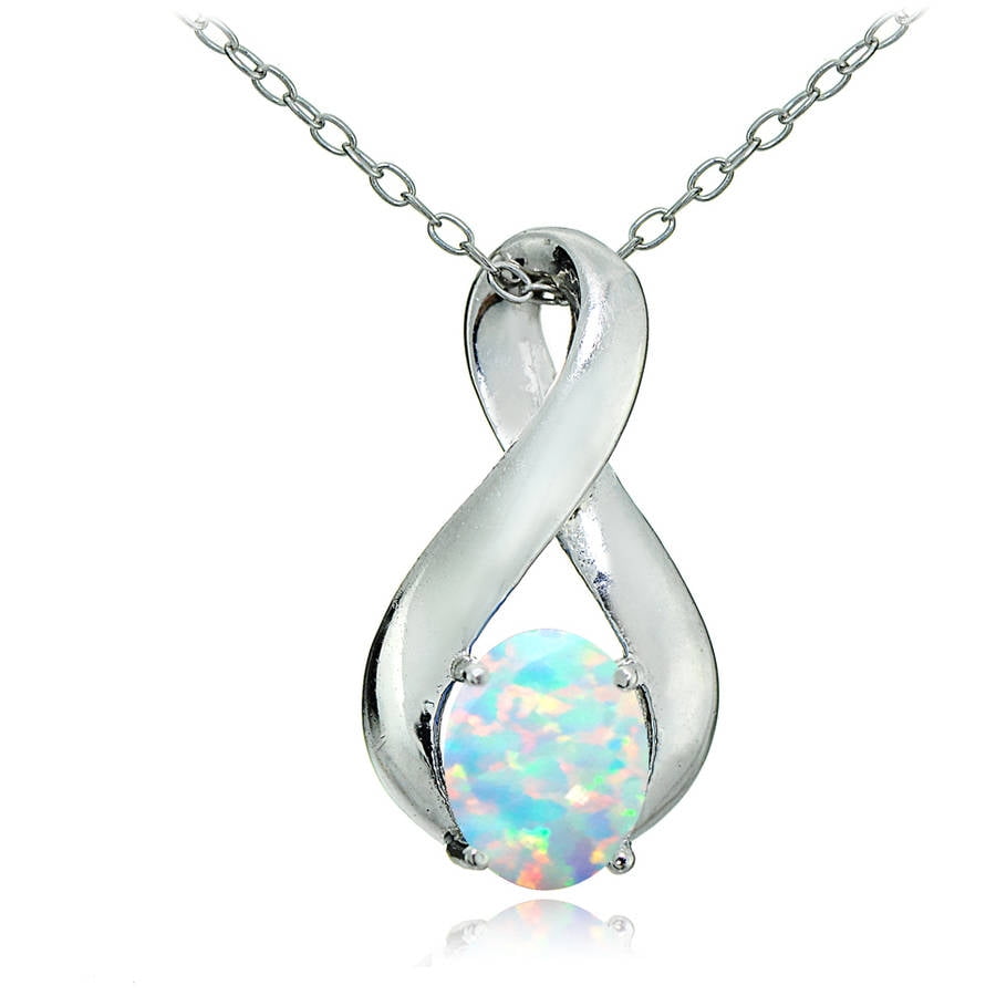 Created White Opal Sterling Silver Infinity Necklace - Walmart.com