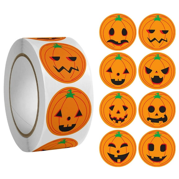 500 Pieces Halloween Pumpkin Sticker Roll, Easy To Peel And Stick, 1 Inch Pumpkin Decals for Envelopes, Journals, Party Supplies, Water Bottles, Gifts, Halloween Decorations.