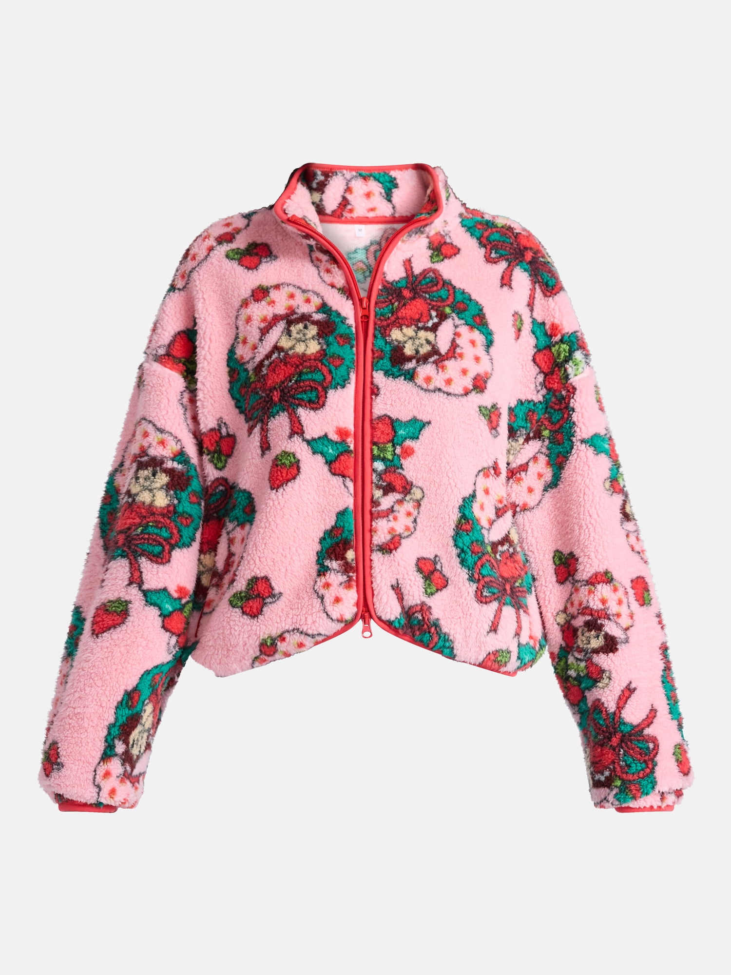 Strawberry Shortcake Women’s Christmas Print Woobie Fleece Jacket, Sizes XXS-XXL