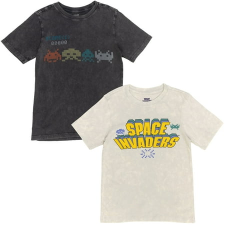 Space Invaders Video Game Big Boys 2 Pack T-Shirts Little Kid to Big