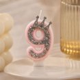 thumbnail image 2 of Btomtd Birthday Crown Number Candle 3 Inch Cake Topper Candles for Milestone Party Supplies Celebration Table Decor, 9, 2 of 7