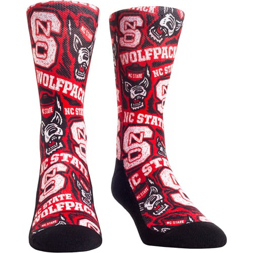 Casual Socks With Black Handdrawn Wolf Print Cotton Crew Socks For Men Women