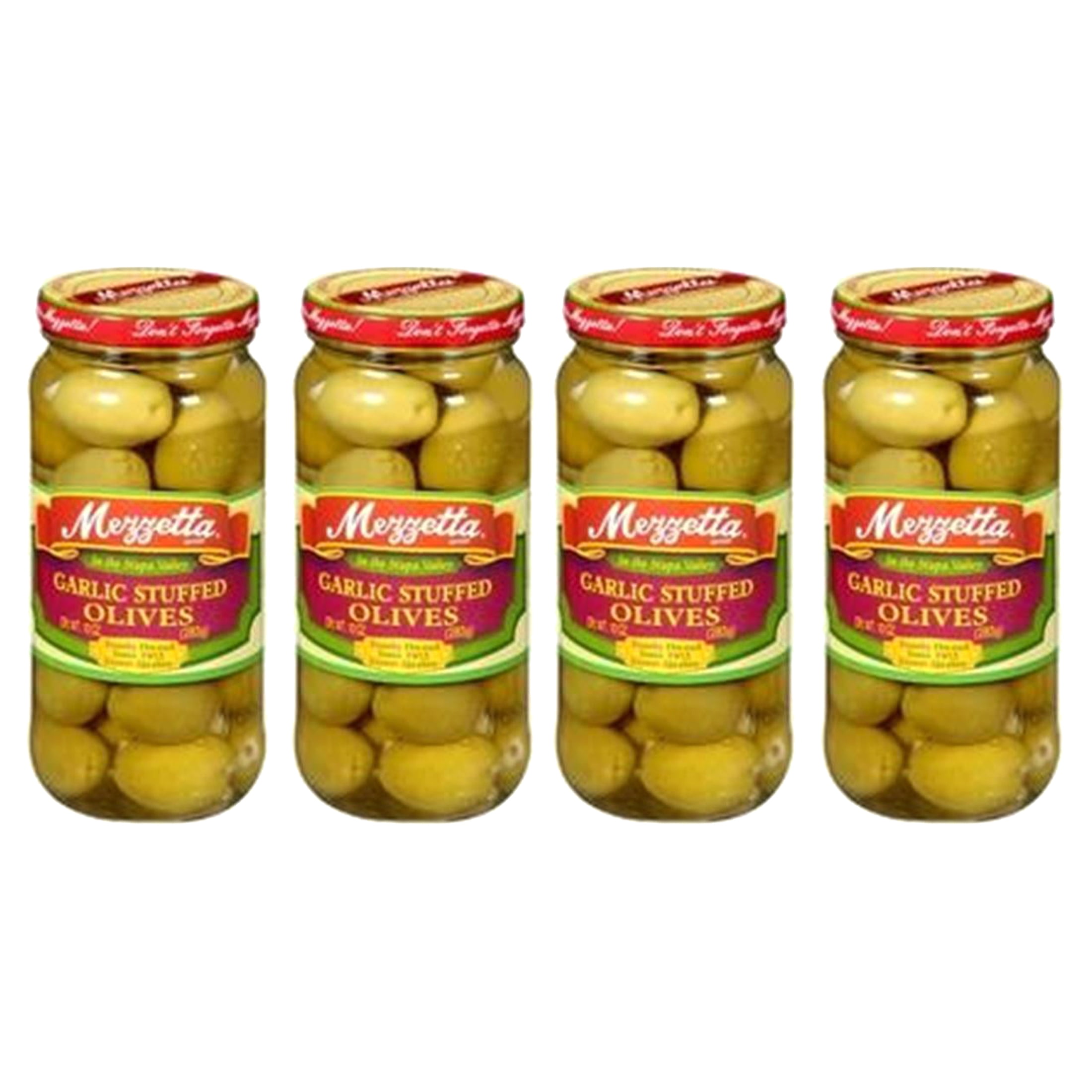 (4 pack) Mezzetta Garlic Stuffed Olives 16 fl oz Jar