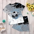 thumbnail image 2 of Sgkm Baby Boy Outfits Football Printed Toddlers Clothes 2 Piece Outfits Kids T Shirts Shorts Set Grey 5-6 Years, 2 of 6