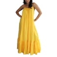 thumbnail image 3 of Uhndy Womens Casual Sexy Summer Ruffled Long Maxi Dresses Floor Length Sleeveless Plus Size Swing Sundresses Spaghetti Strap Boho Dresses, 3 of 3